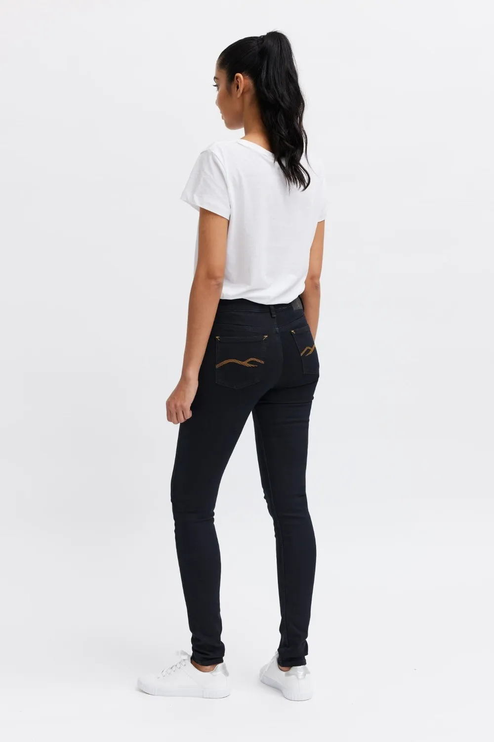 Organsk Breeze Black Goldie skinny jeans sort