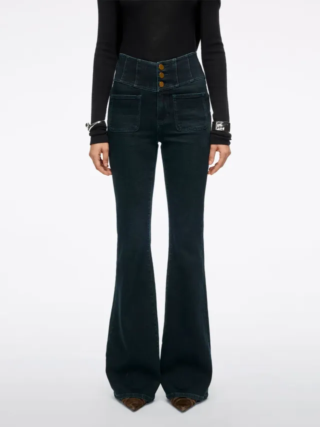 Miss Sixty Glenda Plus 5 flare jeans Jasper Green høj talje