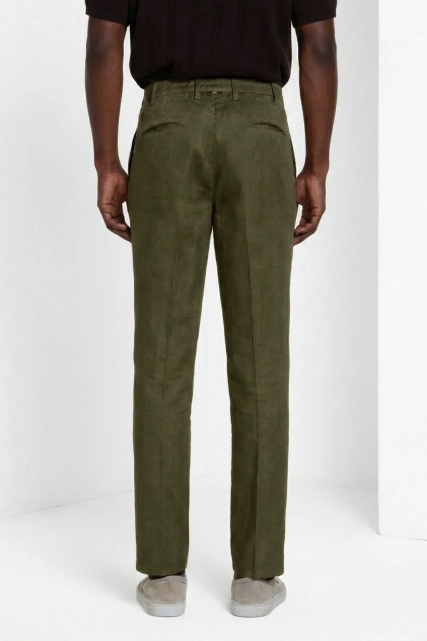 Mason's New York Icon Flex chino skovgrøn hør regular