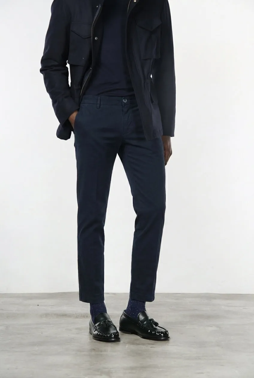 Mason's Milano chino navy extra slim stretch gabardine