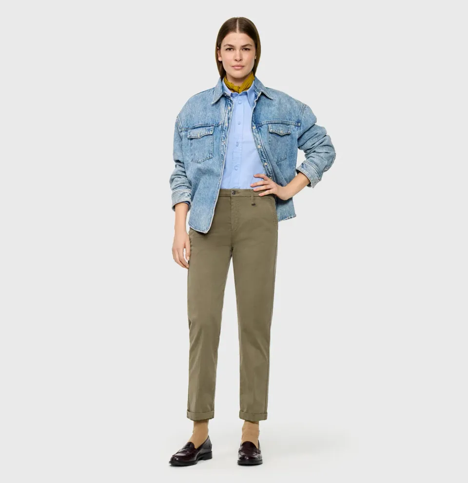 MAC Chino Turn Up 3075-00-0431L bukser grøn slim fit
