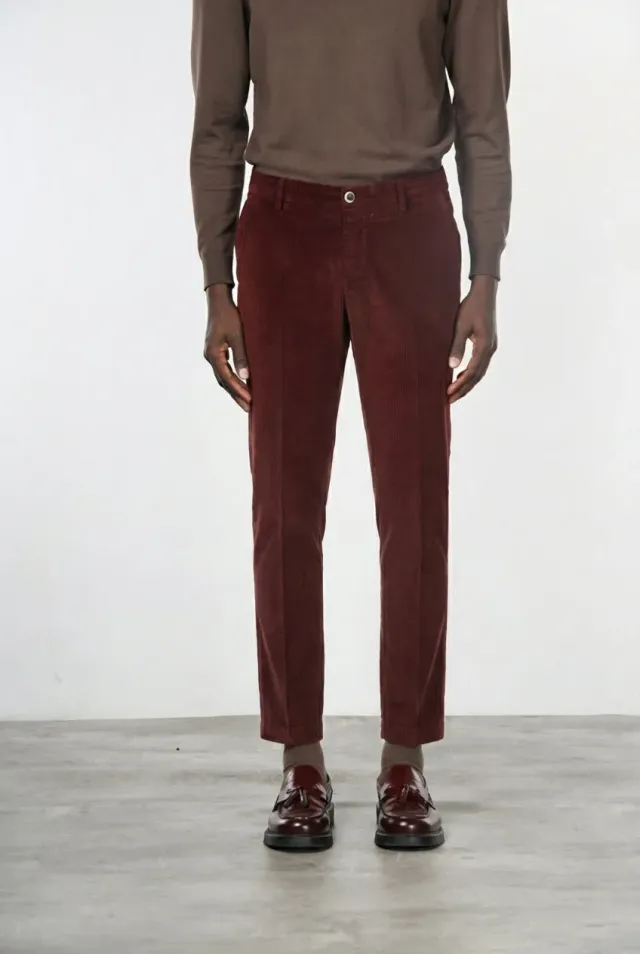 Mason's Milano chinos mørkerød fløjl extra slim