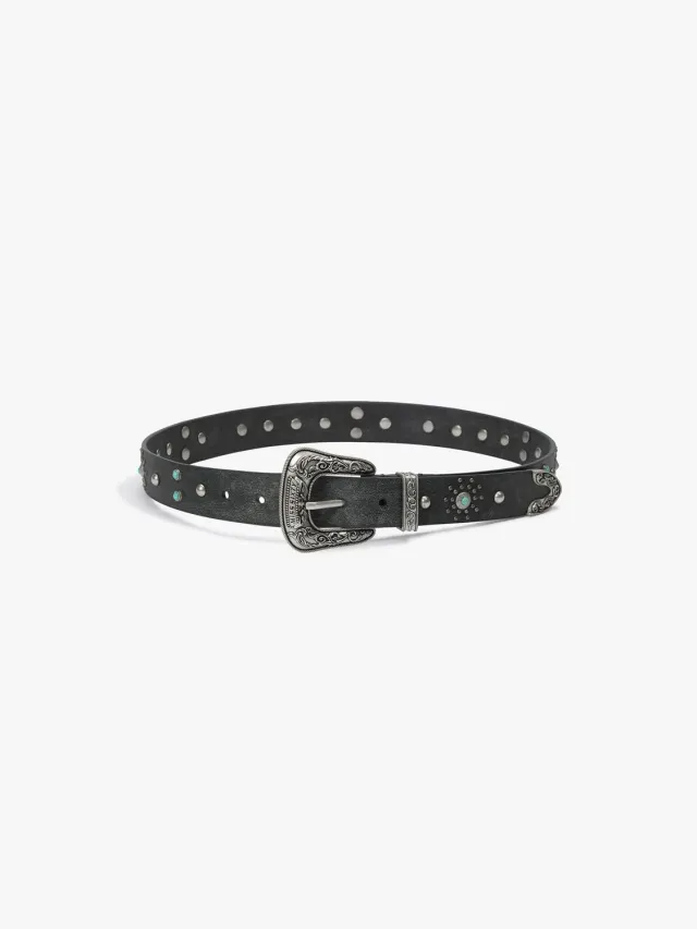Miss Sixty studded bælte sort ægte læder