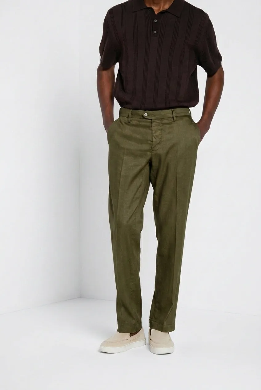 Mason's New York Icon Flex chino skovgrøn hør regular
