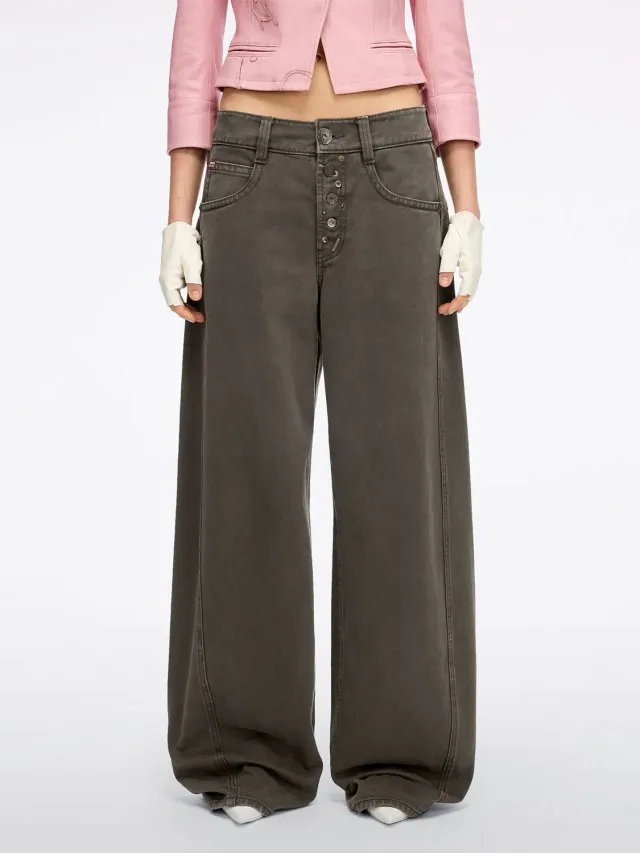 Miss Sixty Barrel jeans brune knapper foran
