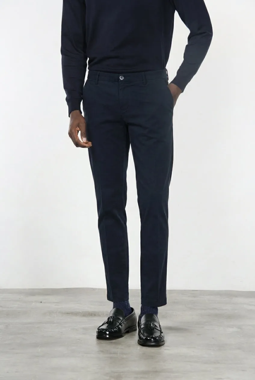 Mason's Milano chino navy extra slim stretch gabardine