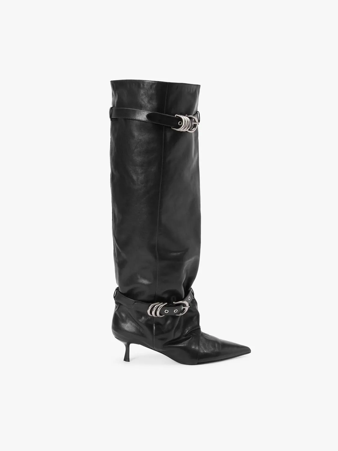Miss Sixty Metal Decor 6M3QJ82900 knæhøje støvler dark coffee kitten heel