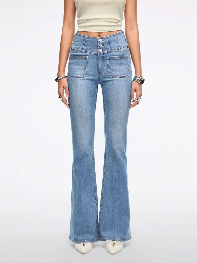 Miss Sixty Glenda Plus 5 6M1JJ2050 flare jeans mellemblå