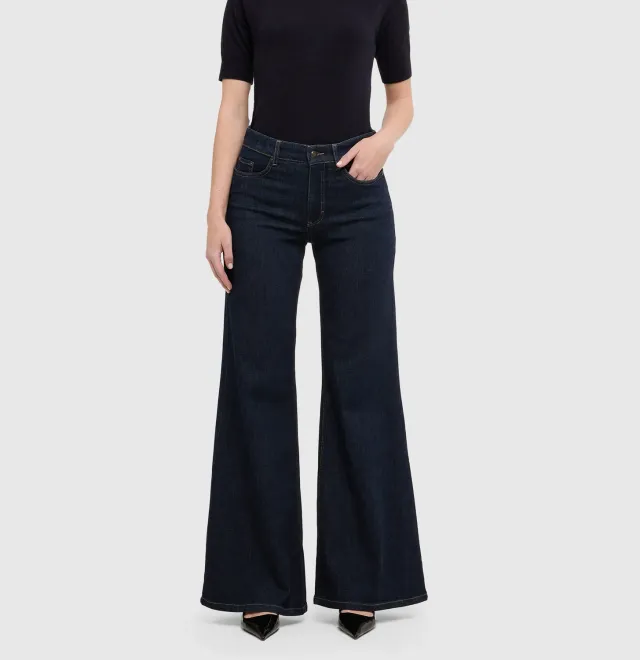 MAC Wide Flare jeans mørkeblå vintage stretch