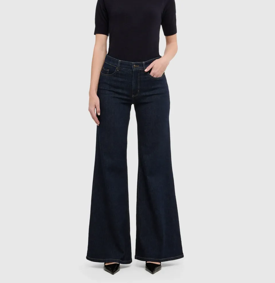 MAC Wide Flare jeans mørkeblå vintage stretch