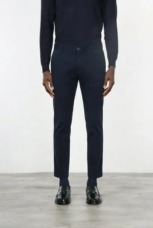 Mason's Milano chino navy extra slim stretch gabardine