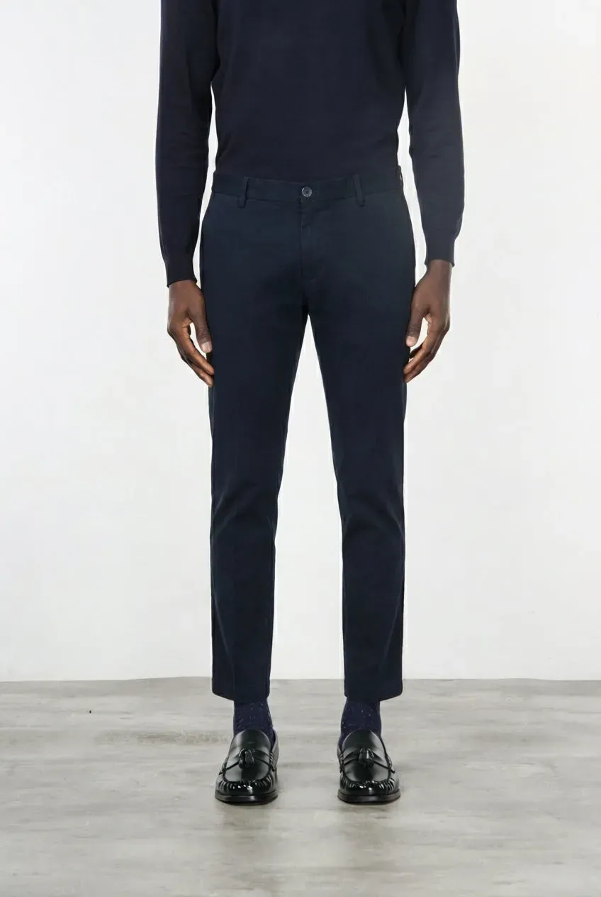 Mason's Milano chino navy extra slim stretch gabardine