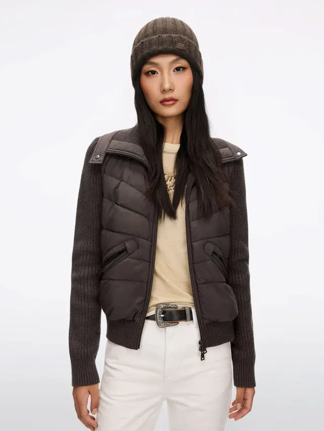 Miss Sixty Panelled Puffer jakke dun off white