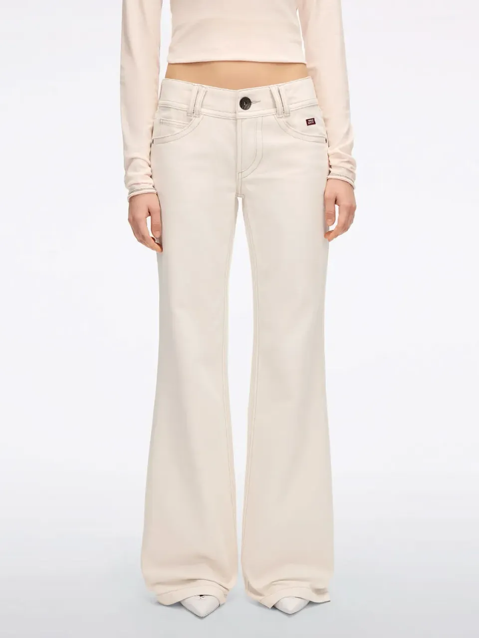 Miss Sixty Flare jeans hvid mellemhøj flap-lommer