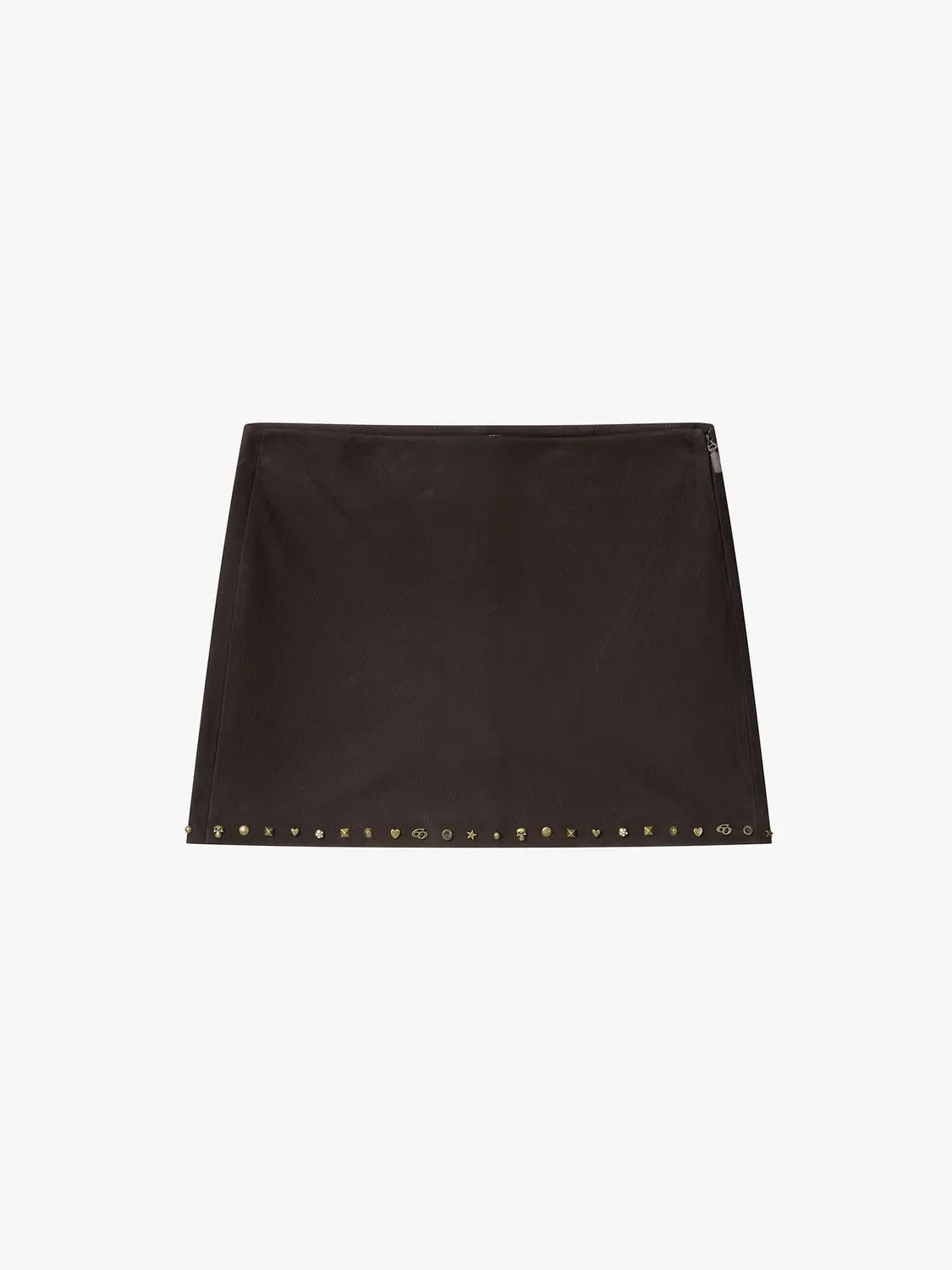 Miss Sixty Studded lædernederdel mørkebrun ruskind