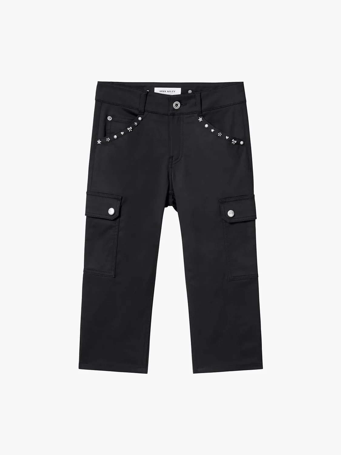 Miss Sixty Multi-Stud Skinny Capri bukser sort nitter