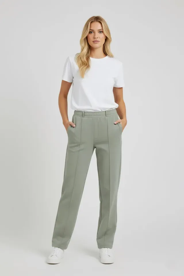 Organsk Tailored Jersey Trouser bukser pastel green stretch