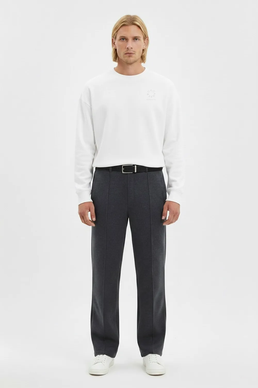 Organsk Tailored Jersey bukser mørkegrå regular