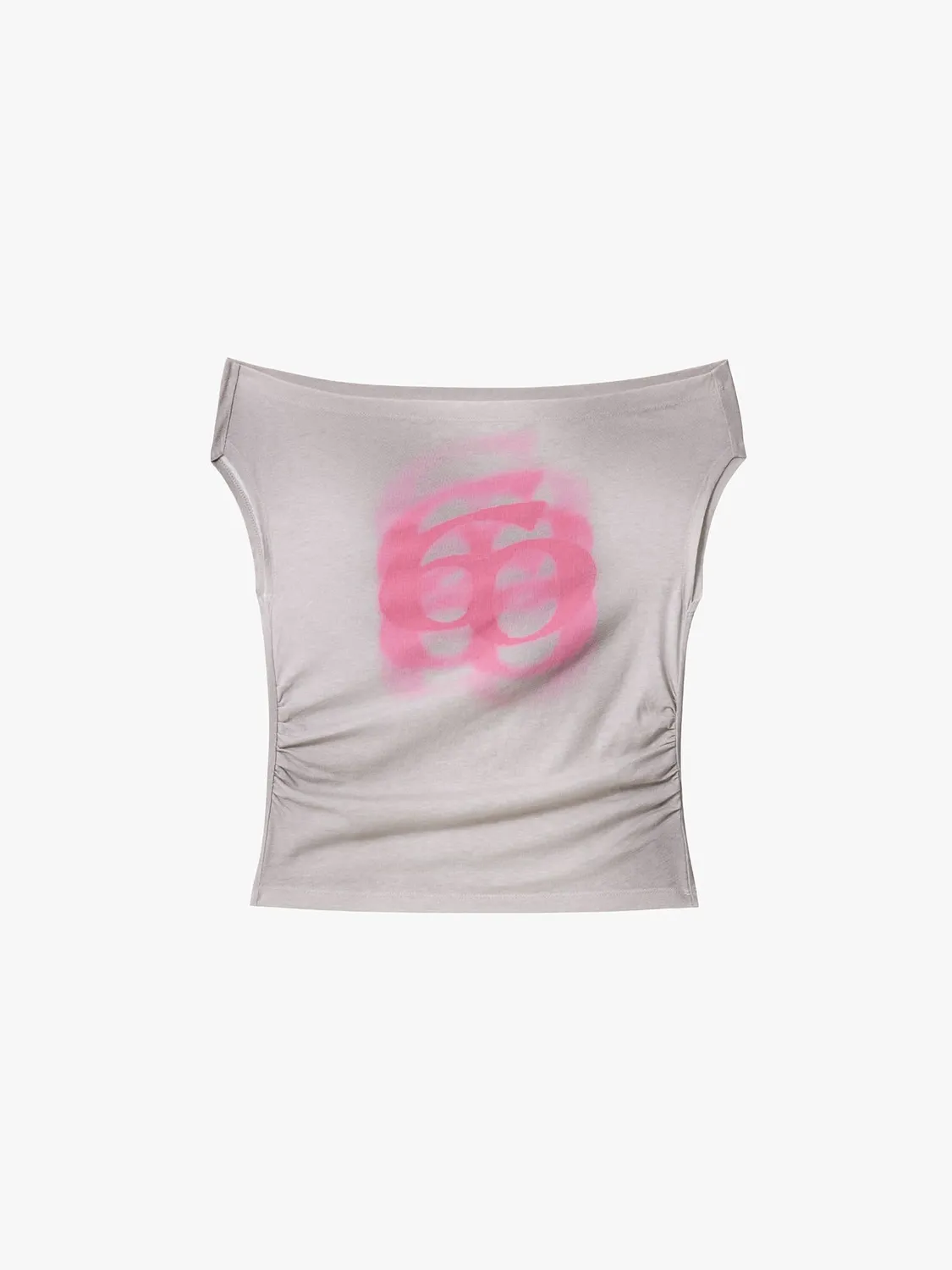 Miss Sixty Off-Shoulder Logo T-shirt retrogrå hørblanding