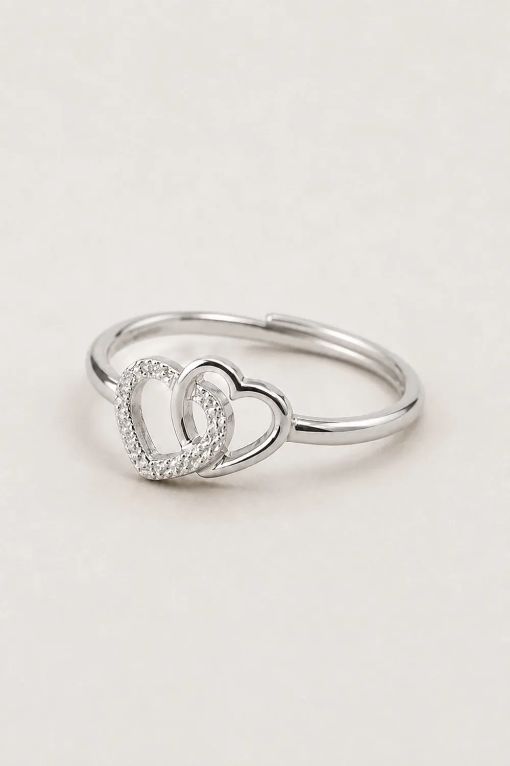 Organsk Intertwined Heart ring guld justerbar
