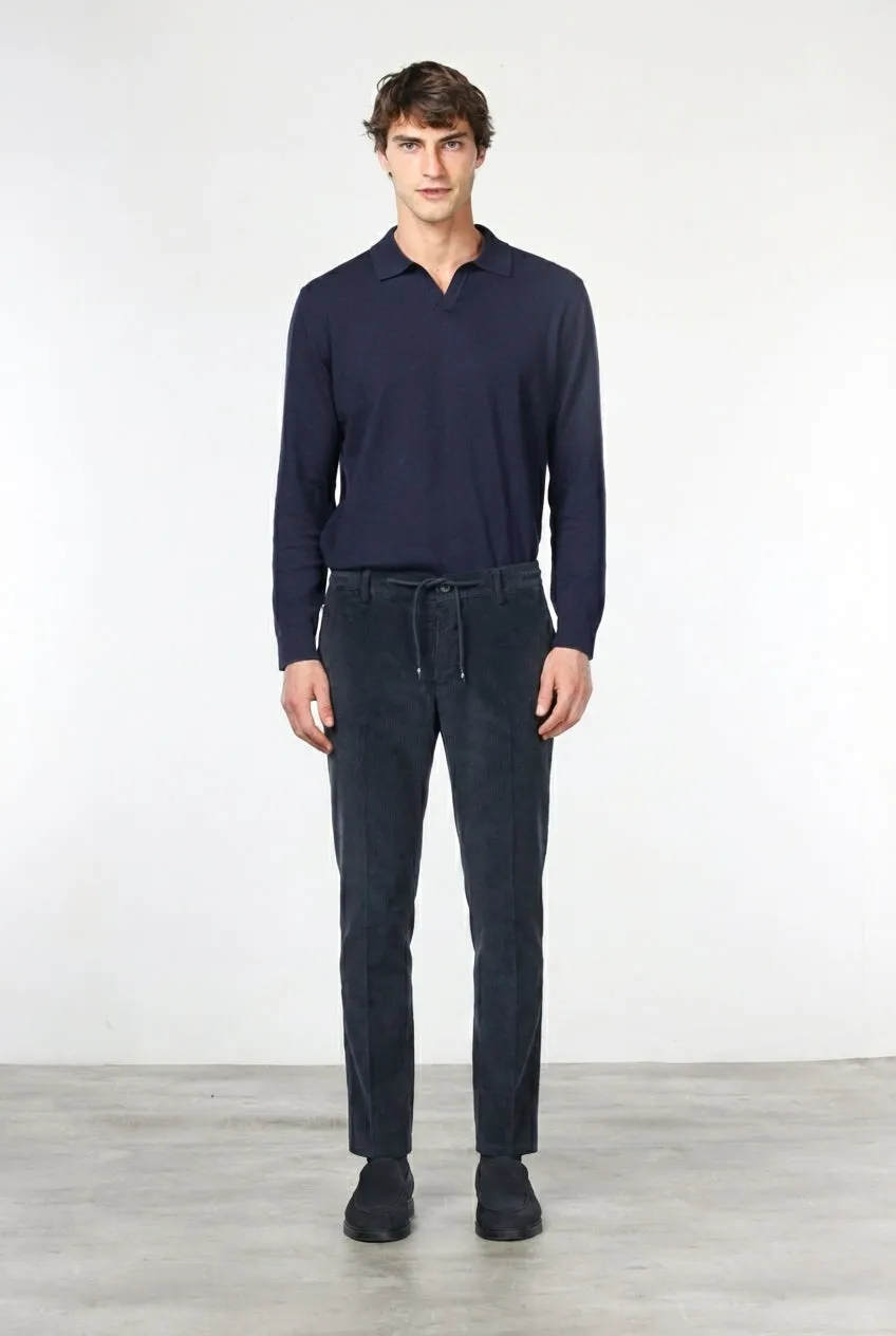 Mason's Milano Jogger chino natblå fløjl extra slim