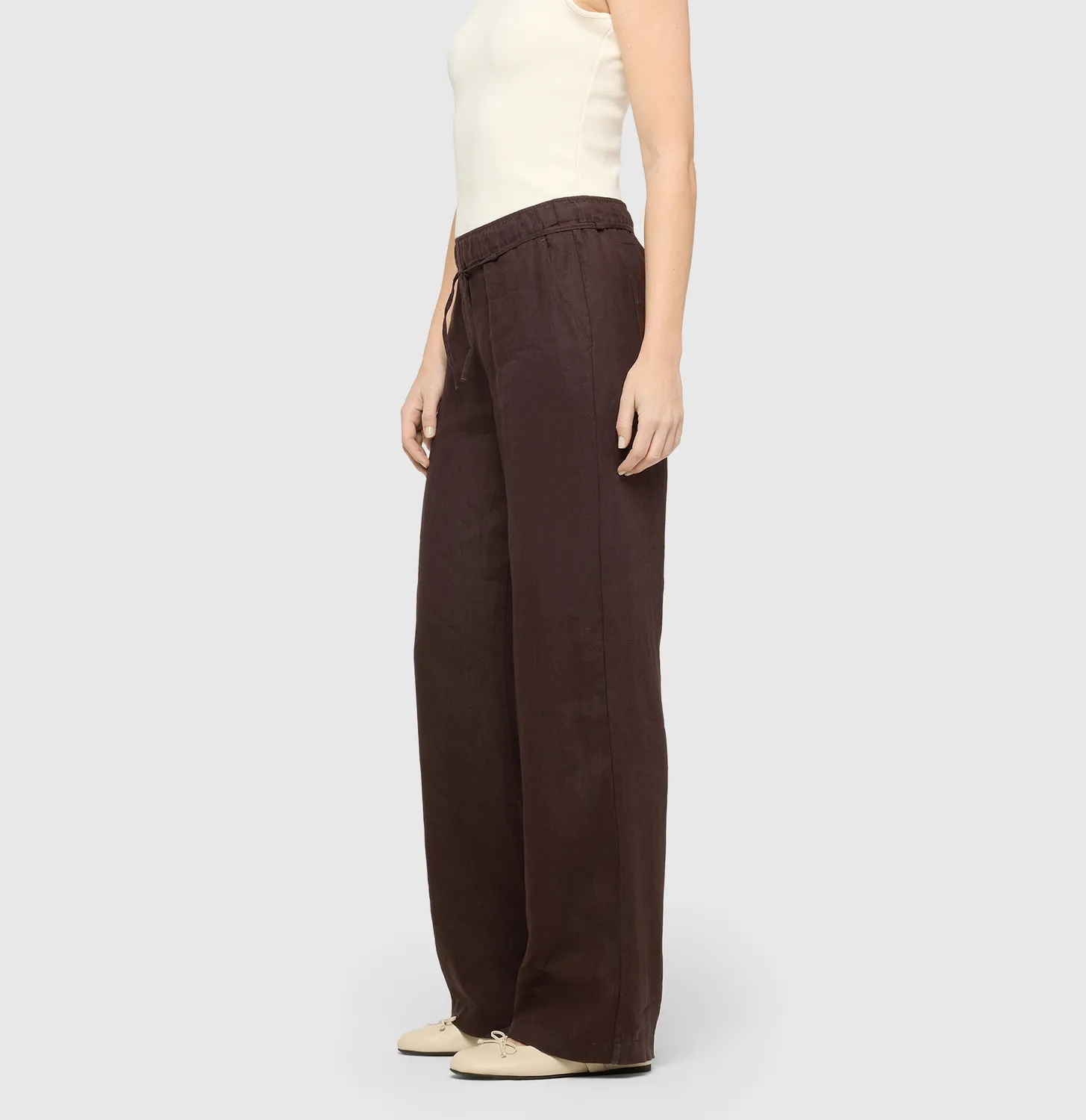MAC Chiara Belt hørbukser brun wide fit