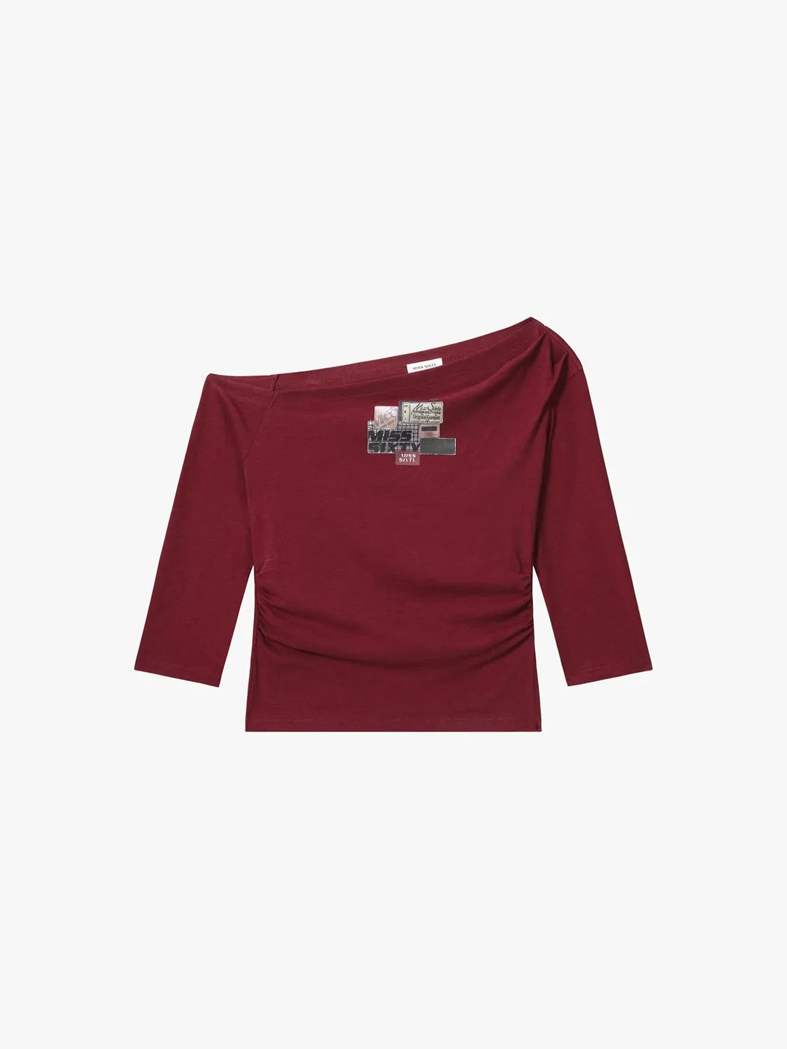 Miss Sixty asymmetrisk off-shoulder t-shirt bright red