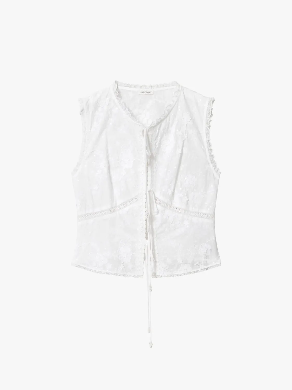 Miss Sixty Sequin Embroidered skjorte White palietter