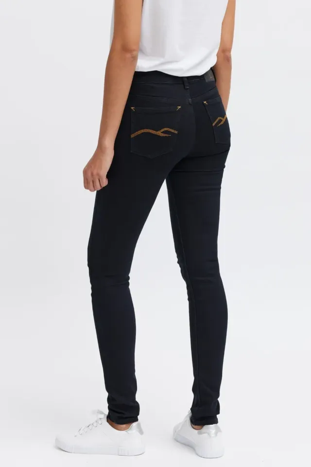 Organsk Breeze Black Goldie skinny jeans sort