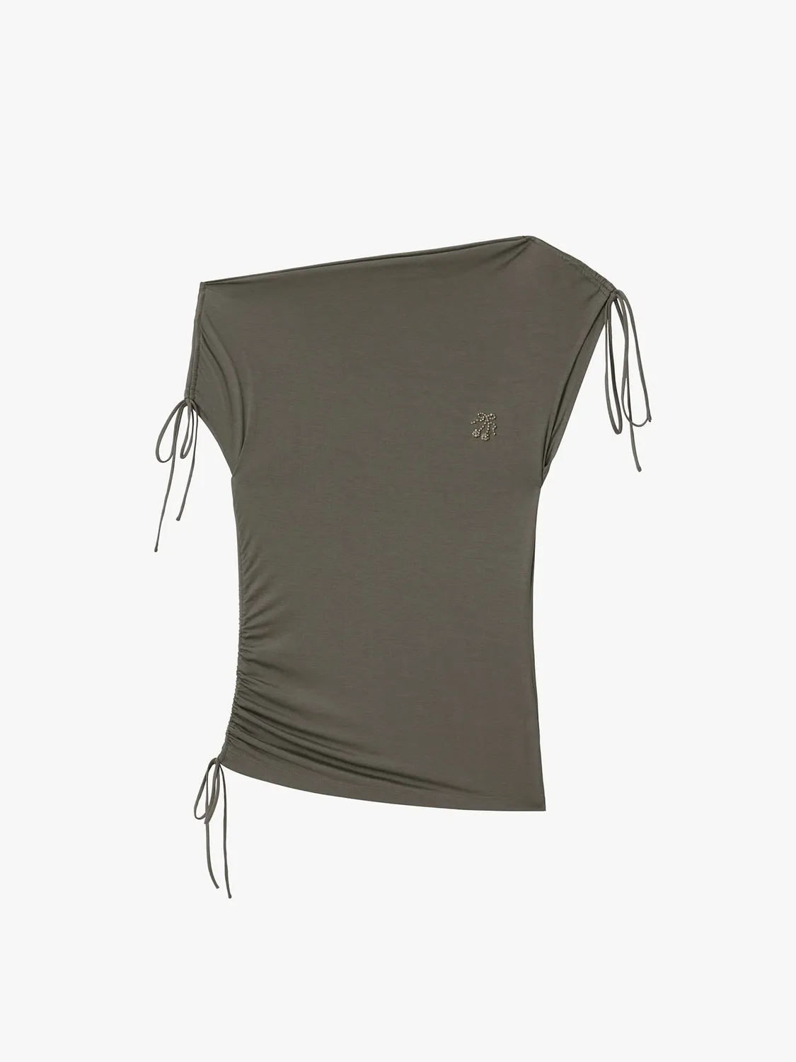 Miss Sixty Asymmetric Shoulder t-shirt army green snøre