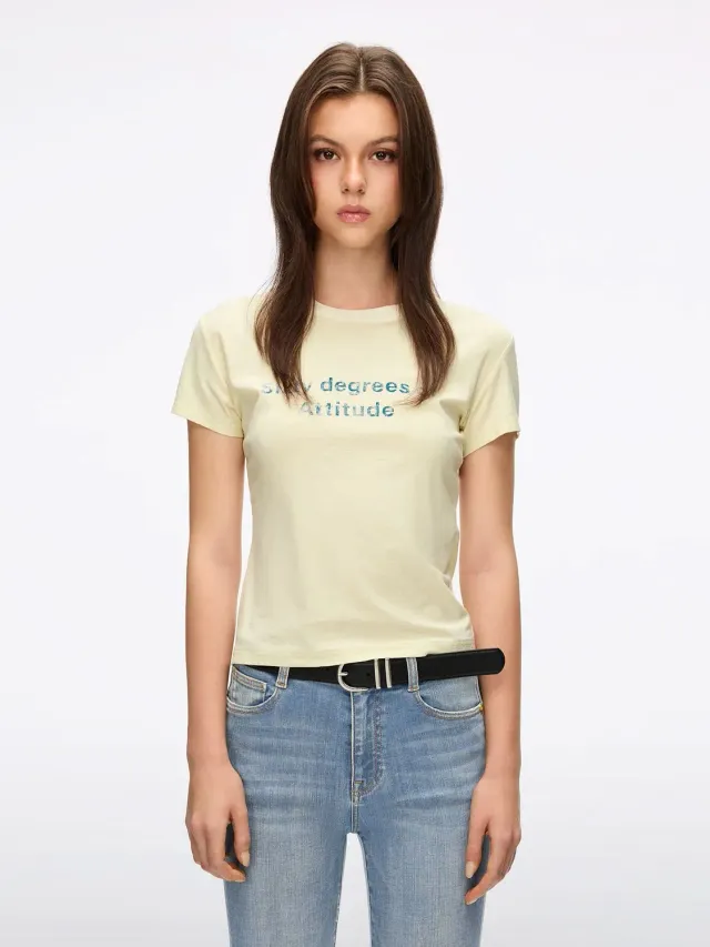 Miss Sixty print t-shirt smørgul slim fit