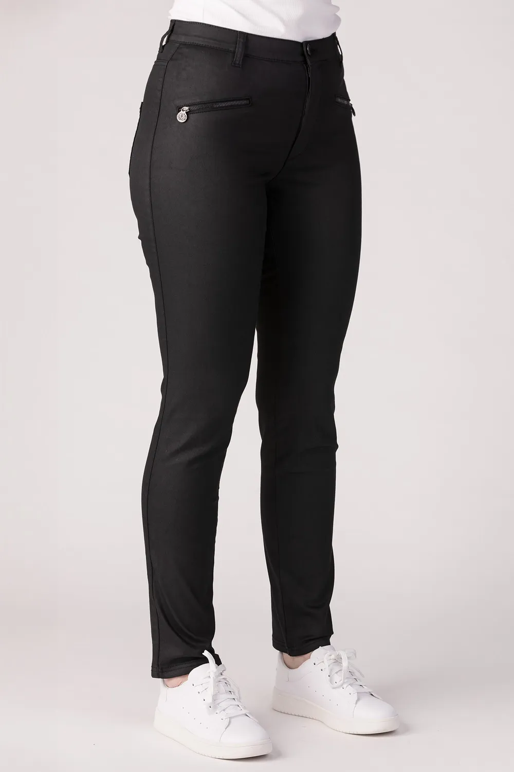 Merrytime 15639-439-09 Slim bukser sort coated skindlook