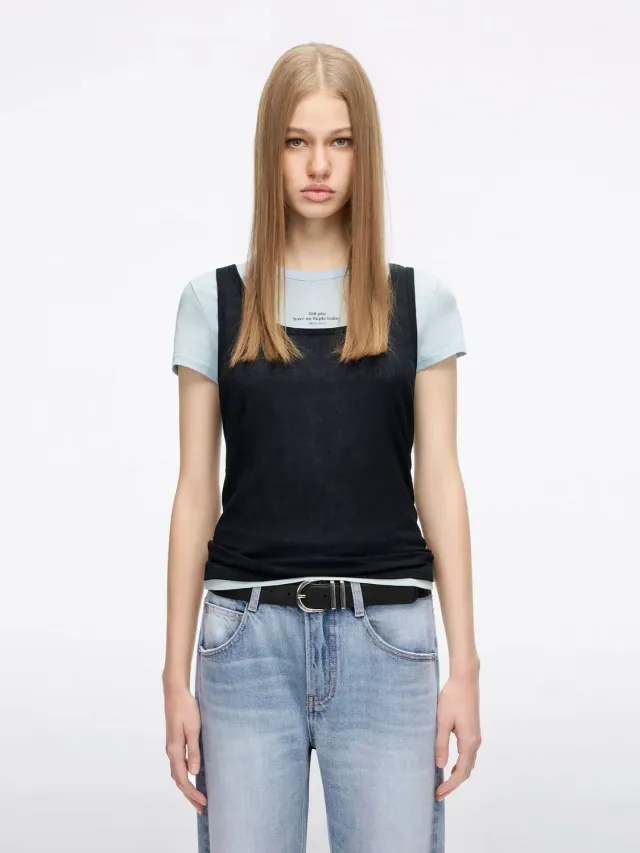 Miss Sixty Layered t-shirt blå lagdelt åndbar
