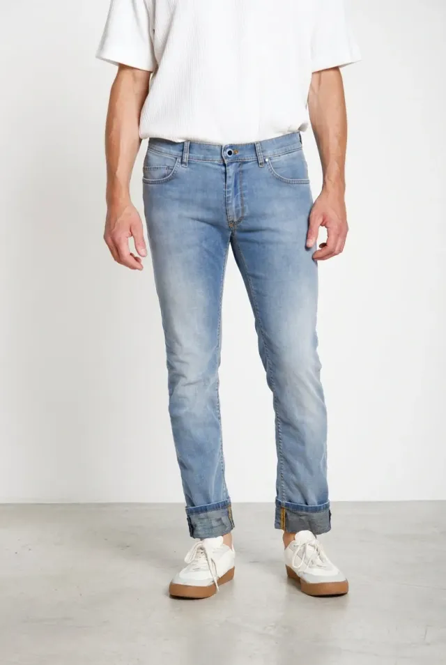 Mason's Harris jeans lyseblå Hawaii-print slim