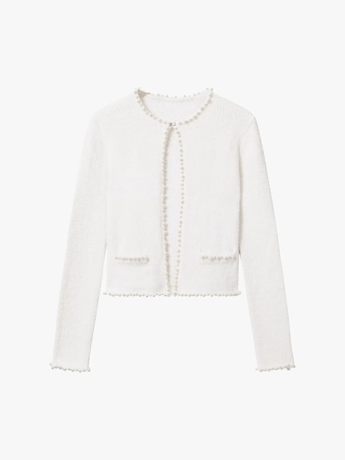 Miss Sixty perle cardigan hvid cropped uldblanding