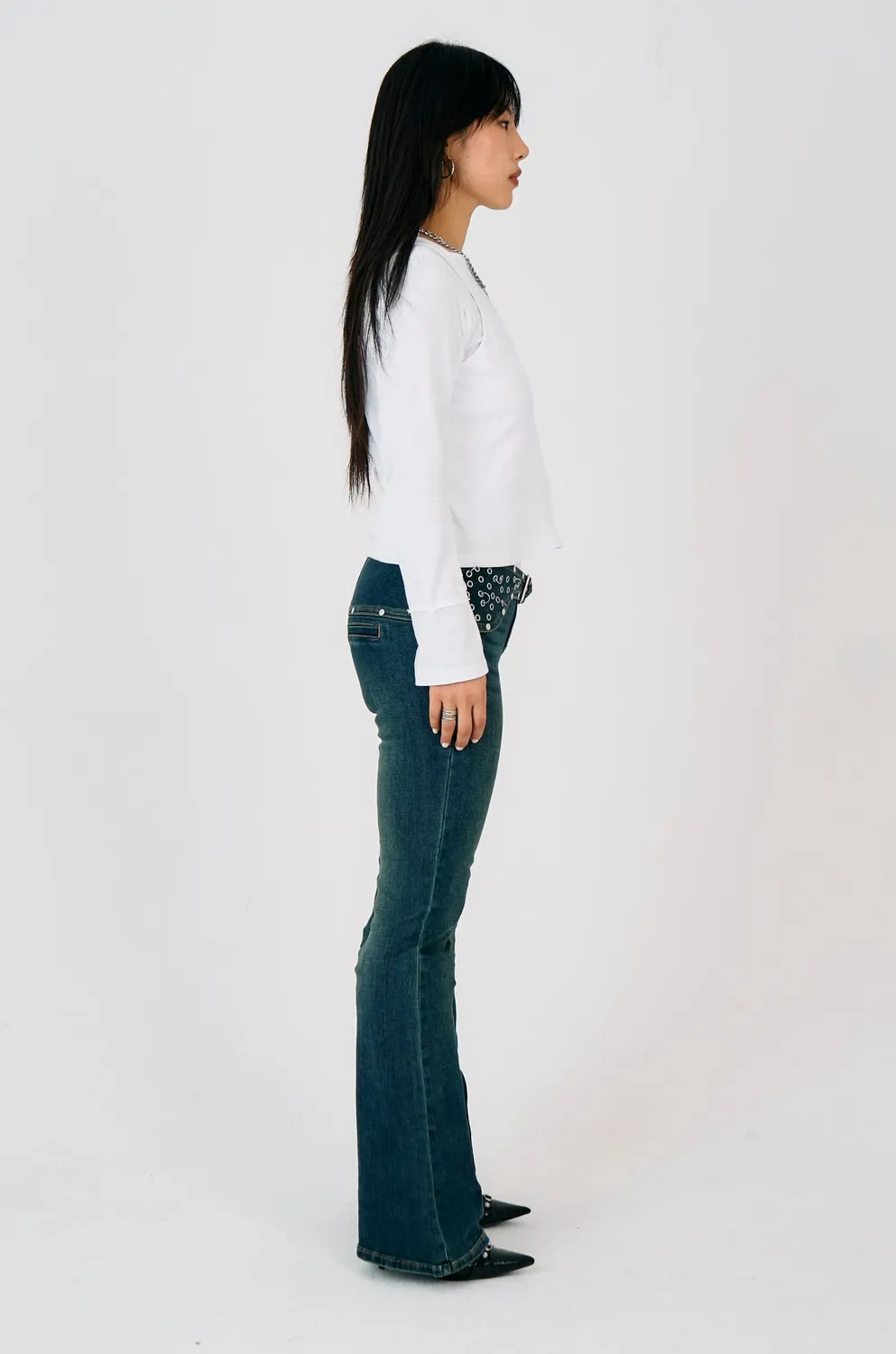 The Ragged Priest Charlotte Dirty Blue bootcut flare jeans low rise