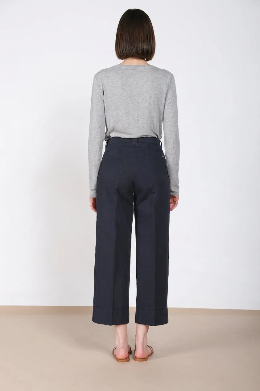 Mason's New York Studio Cropped chinos midnatsblå hør