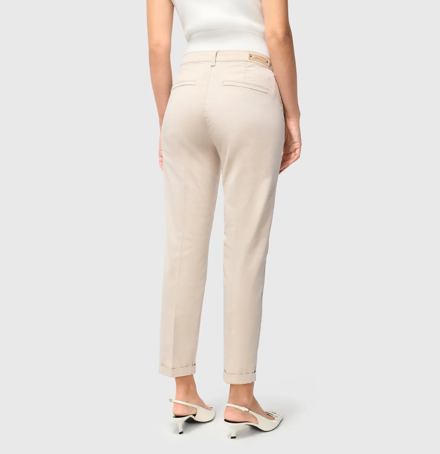 MAC Chino Turn Up chinos beige slim fit opslag
