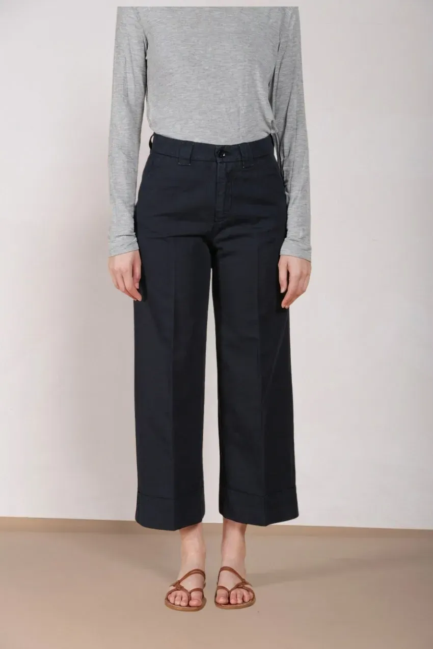 Mason's New York Studio Cropped chinos midnatsblå hør