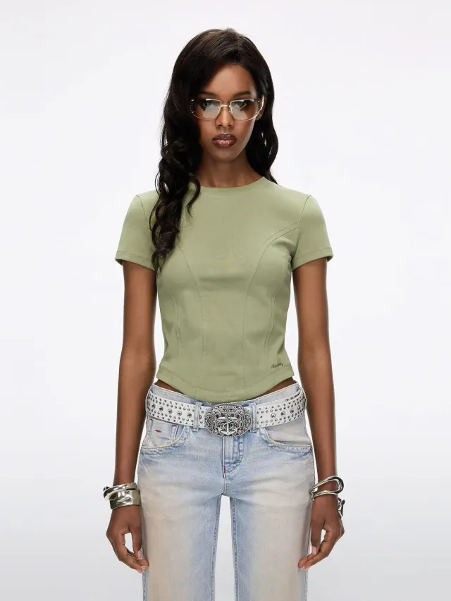 Miss Sixty t-shirt bomuld heather grey – slim fit buet kant