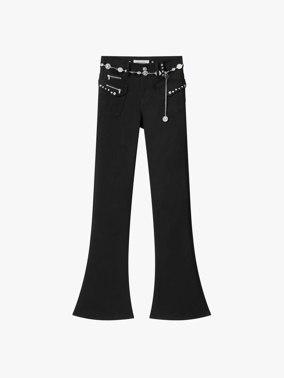 Miss Sixty flare jeans sort stretch taljekæde