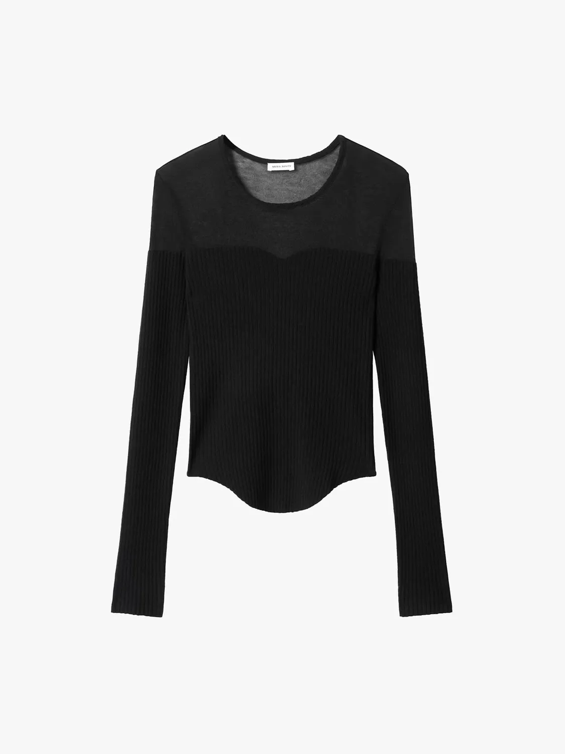 Miss Sixty Mesh strik top black rib silke
