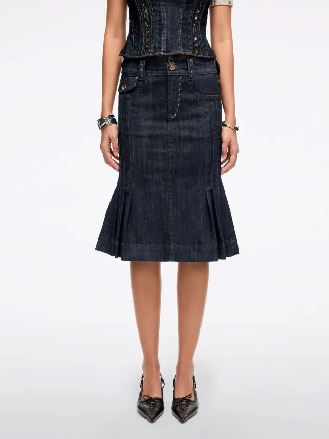 Miss Sixty Mermaid denimnederdel mørkeblå midi