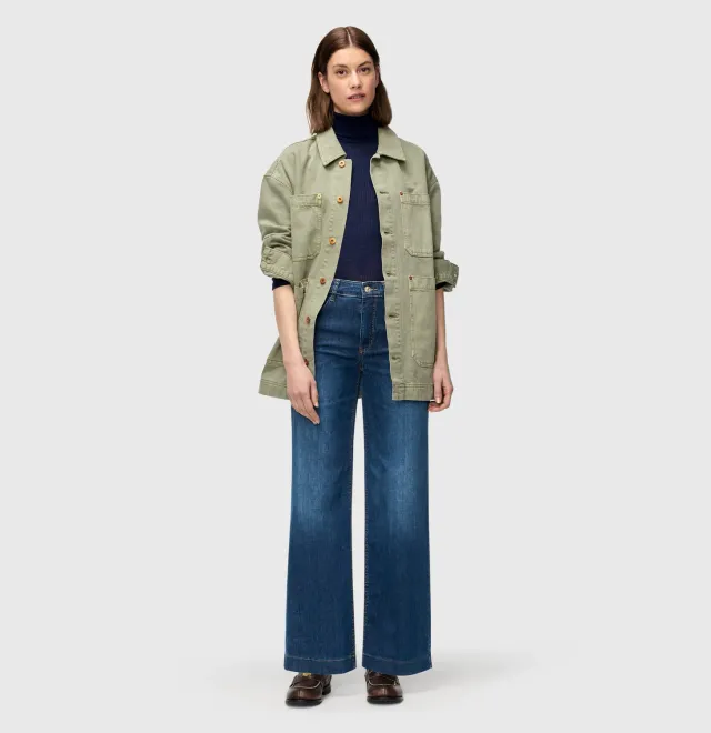 MAC Wide 5228-90-0387L wide jeans mørkeblå stretch