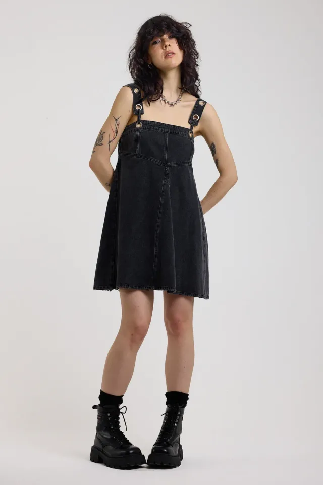 The Ragged Priest Dilemma Denim Eyelet Mini Kjole sort