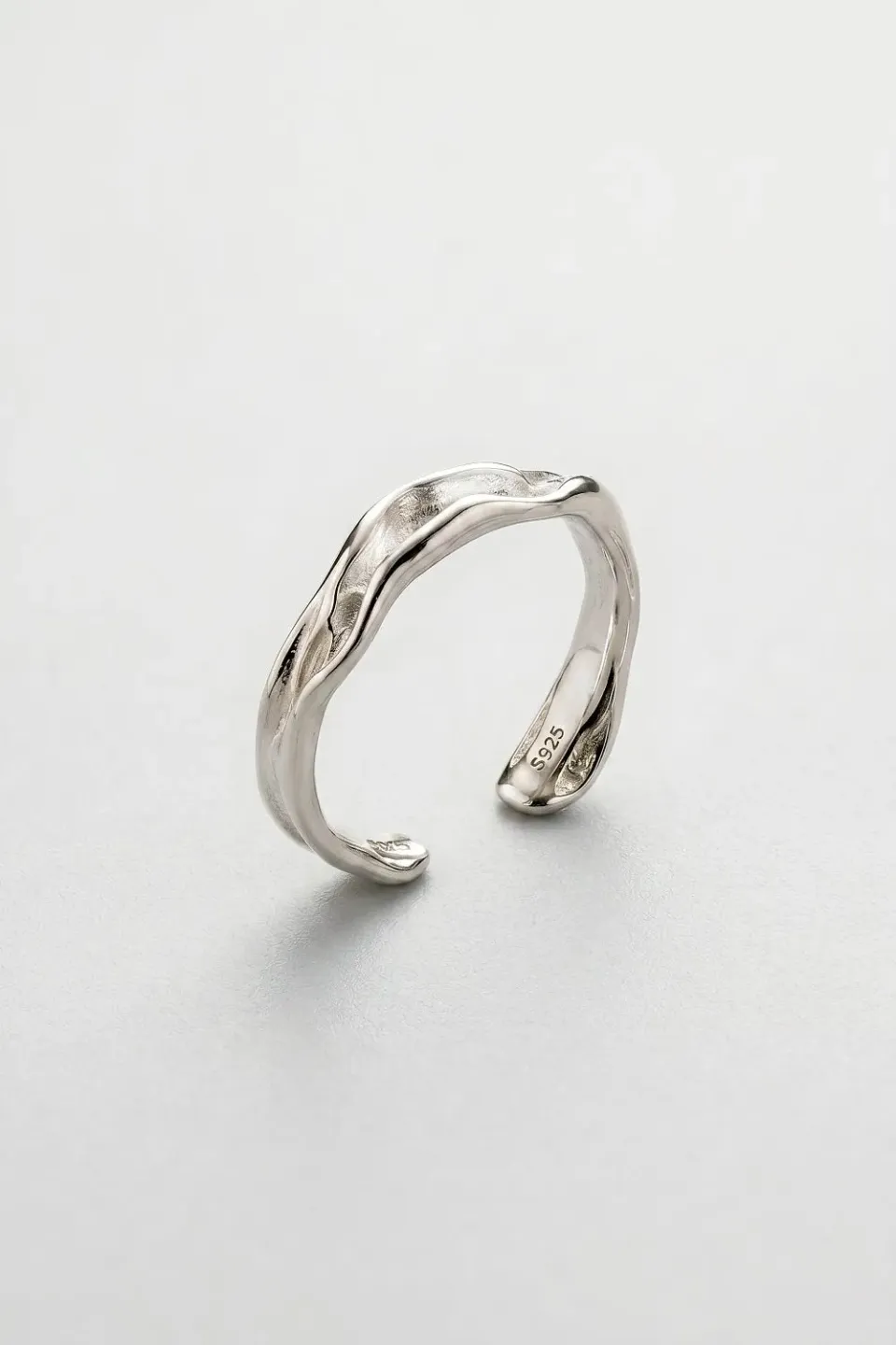 Organsk The Cuff Ring ring sølv hvidguld belagt justerbar