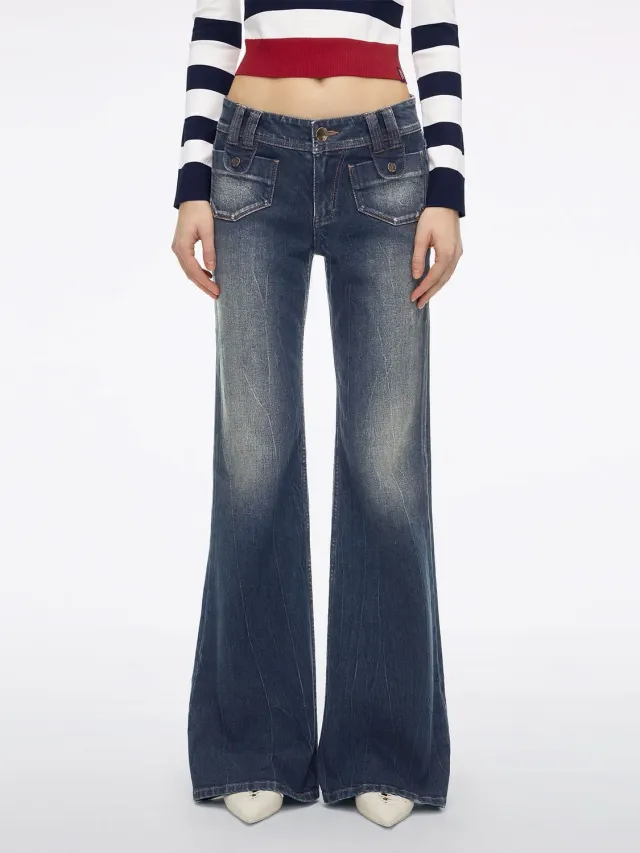 Miss Sixty Bella Flare jeans blå – lav talje stretch