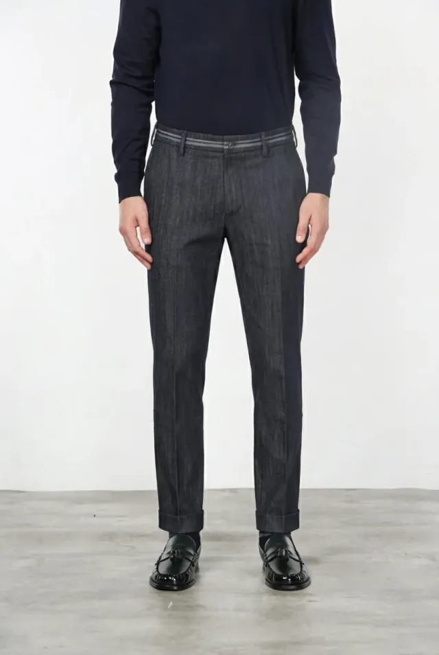 Mason's New York Elegance chinos navyblå regular fit stretch denim