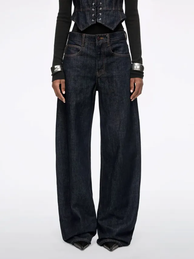 Miss Sixty Barrel jeans mørkeblå med bælttaske