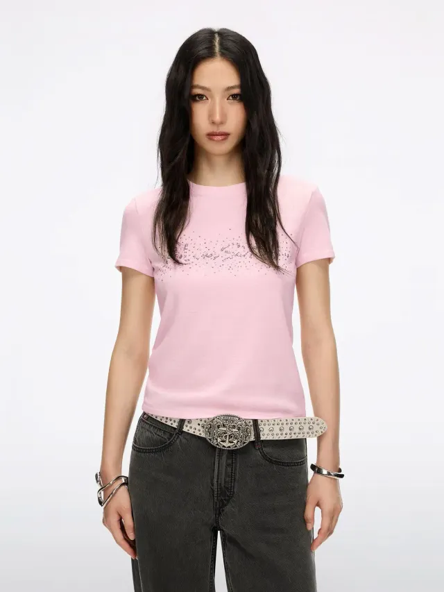 Miss Sixty T-shirt baby pink perler fitted